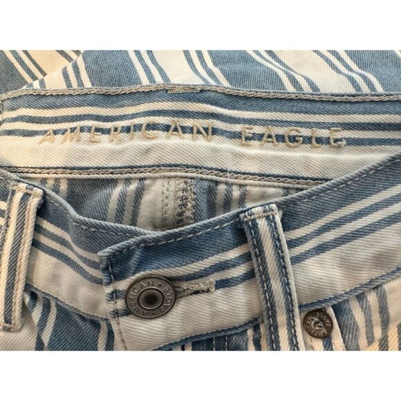 American Eagle Blue and White Pinstriped Mom Jeans Size 00 - Picture 9 of 12